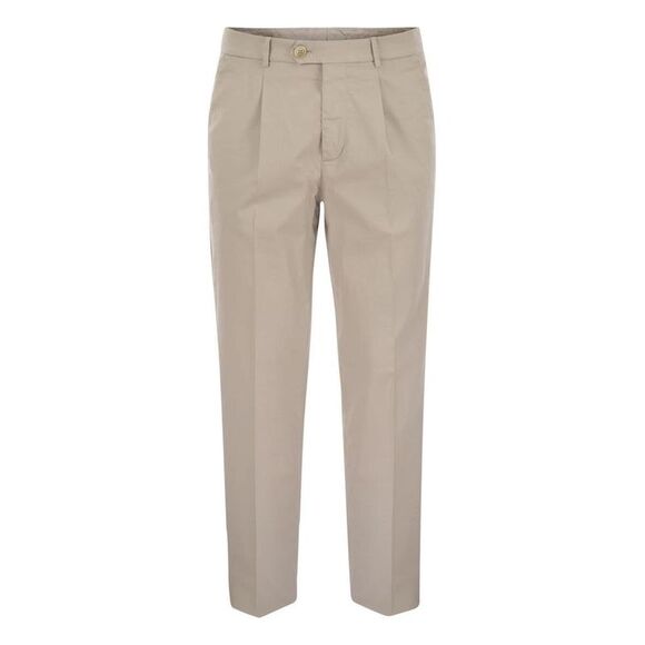 BRUNELLO CUCINELLI Pleated Cotton Twill Trousers Men C6008 Pants